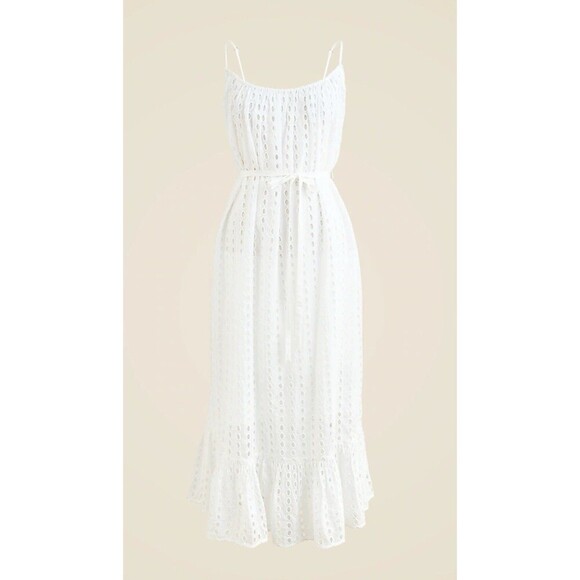 J.CREW Oval Eyelet Midi Dress Size Small White NEW Casual Preppy Bride CK828 - Picture 15 of 15